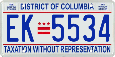 DC license plate EK5534