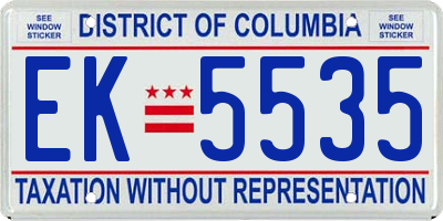 DC license plate EK5535