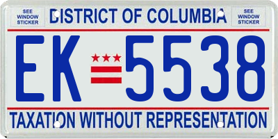 DC license plate EK5538
