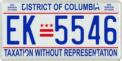 DC license plate EK5546