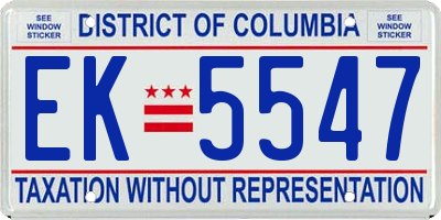 DC license plate EK5547