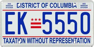 DC license plate EK5550