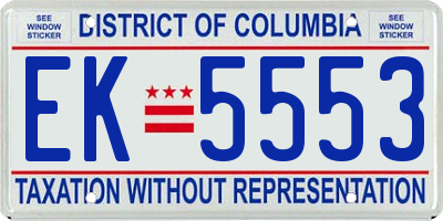 DC license plate EK5553