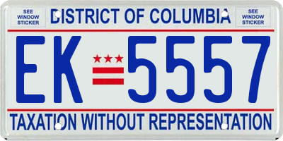 DC license plate EK5557