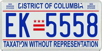 DC license plate EK5558