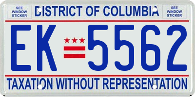 DC license plate EK5562