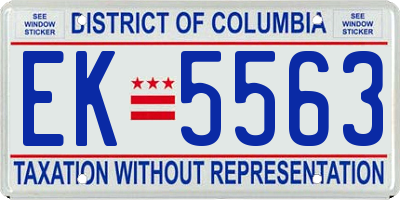 DC license plate EK5563