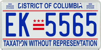 DC license plate EK5565