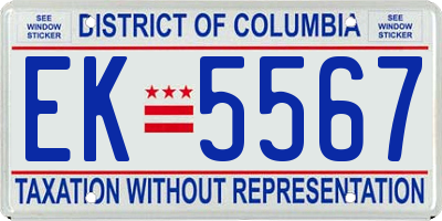 DC license plate EK5567