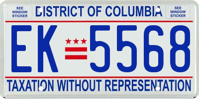 DC license plate EK5568