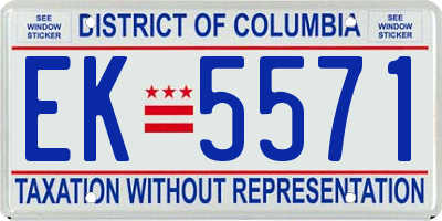 DC license plate EK5571