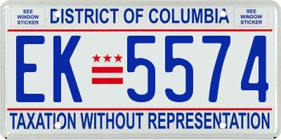 DC license plate EK5574