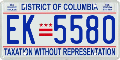 DC license plate EK5580