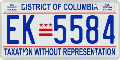 DC license plate EK5584