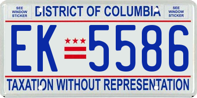 DC license plate EK5586