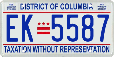 DC license plate EK5587