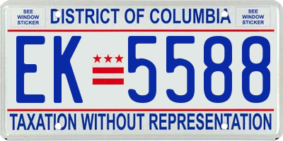 DC license plate EK5588