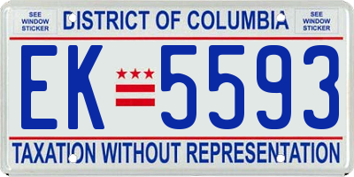 DC license plate EK5593