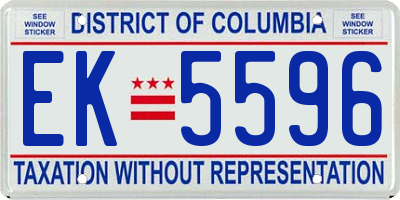 DC license plate EK5596