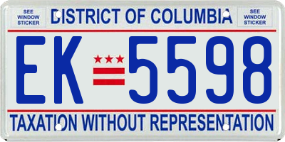 DC license plate EK5598