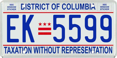 DC license plate EK5599