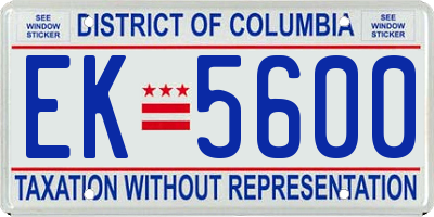 DC license plate EK5600