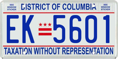 DC license plate EK5601