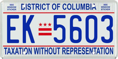 DC license plate EK5603