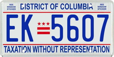 DC license plate EK5607