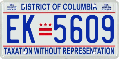DC license plate EK5609