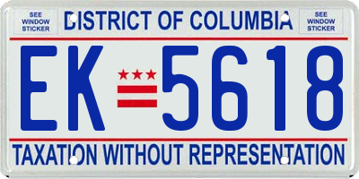 DC license plate EK5618