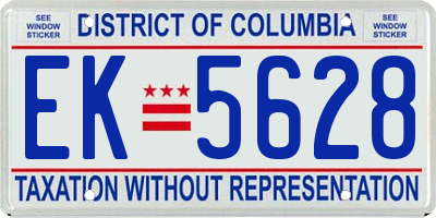 DC license plate EK5628