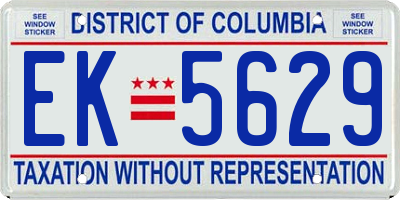 DC license plate EK5629