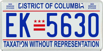 DC license plate EK5630