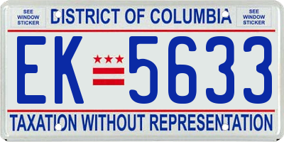 DC license plate EK5633