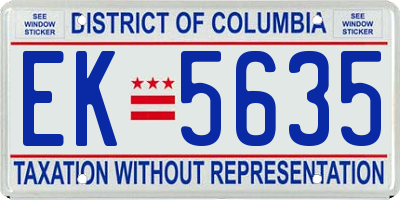 DC license plate EK5635