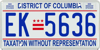 DC license plate EK5636