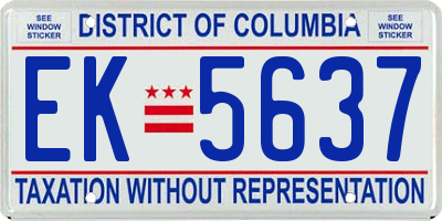 DC license plate EK5637