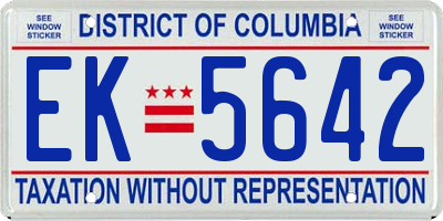 DC license plate EK5642