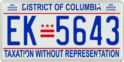 DC license plate EK5643