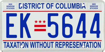 DC license plate EK5644