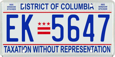 DC license plate EK5647