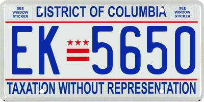 DC license plate EK5650