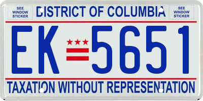 DC license plate EK5651