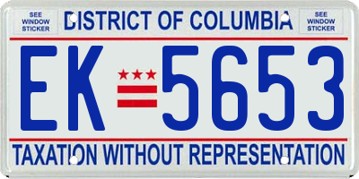 DC license plate EK5653