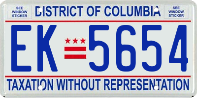 DC license plate EK5654