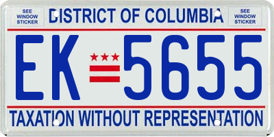 DC license plate EK5655