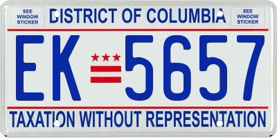 DC license plate EK5657