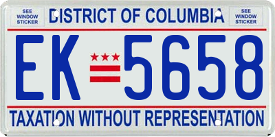 DC license plate EK5658