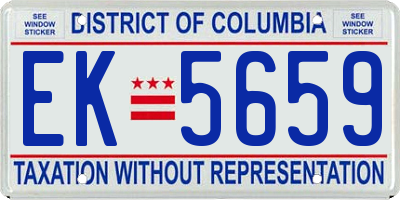 DC license plate EK5659